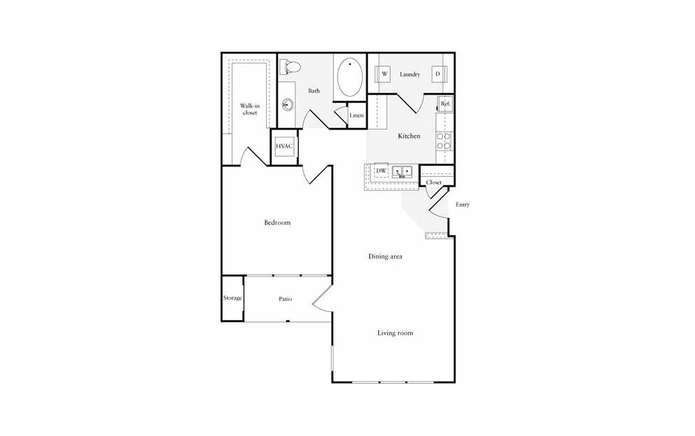 1 bedroom 1 bath 808 square feet
